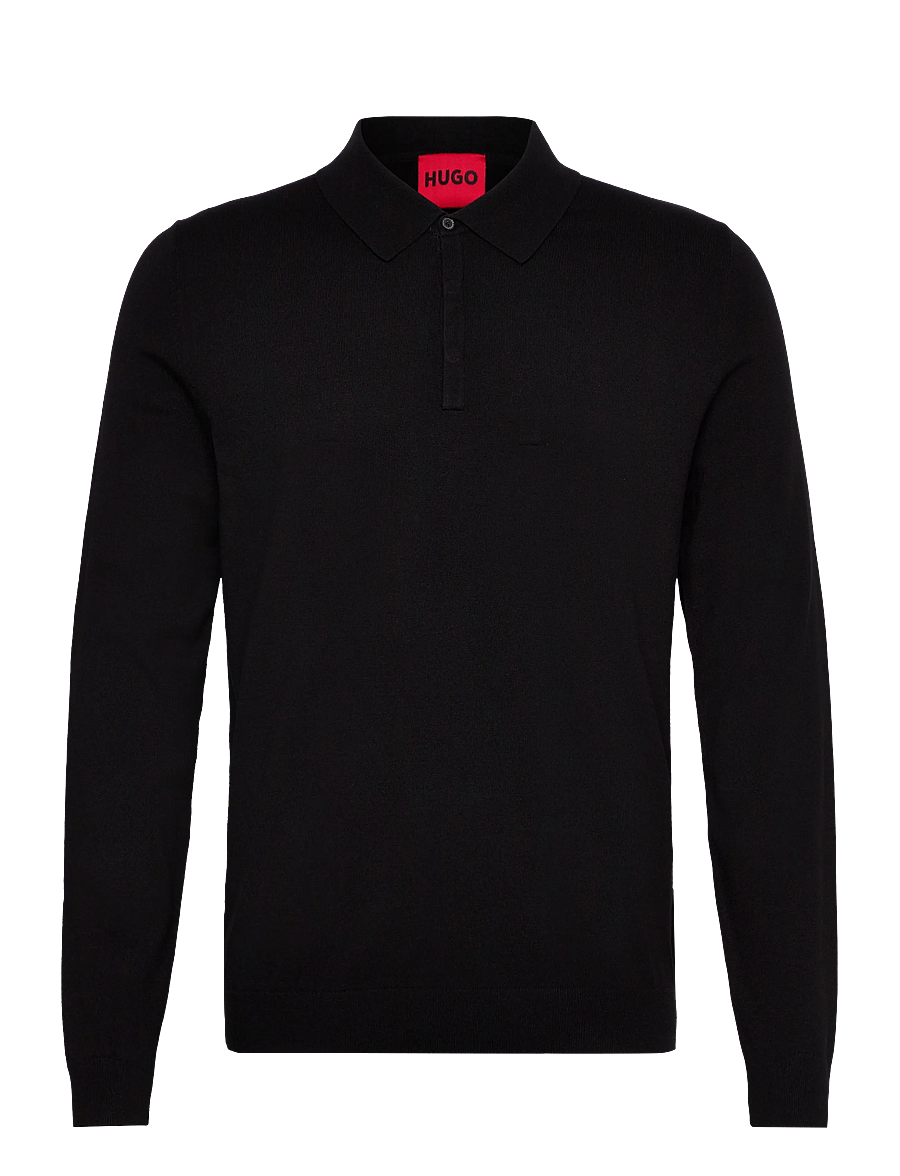 HUGO - San Pippo-CV - langermede, strikkede pologensere - black - 0