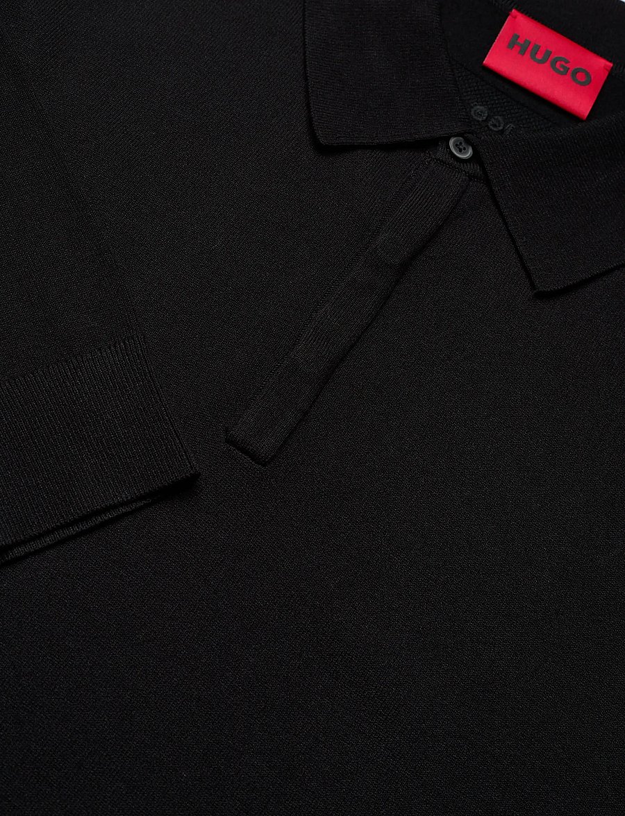 HUGO - San Pippo-CV - langermede, strikkede pologensere - black - 2