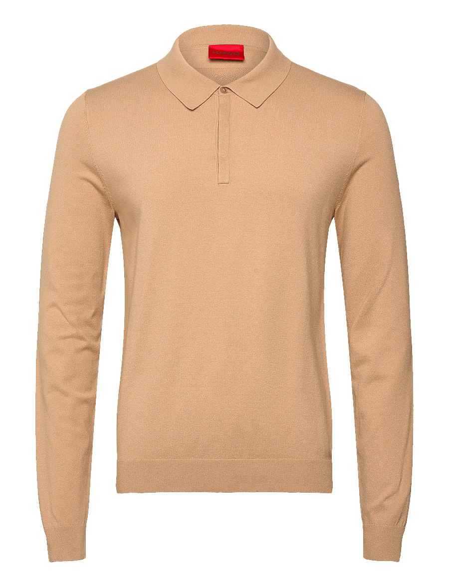 HUGO - San Pippo-CV - long-sleeved knitted polos - medium beige - 0