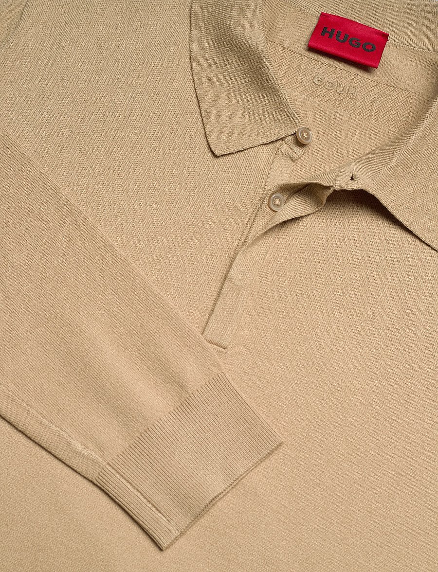 HUGO - San Pippo-CV - long-sleeved knitted polos - medium beige - 2