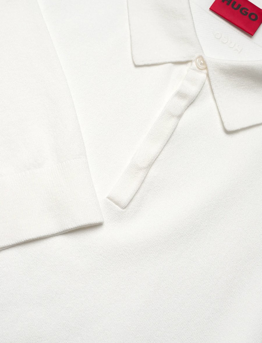 HUGO - San Pippo-CV - geweven polo's met lange mouwen - natural - 2