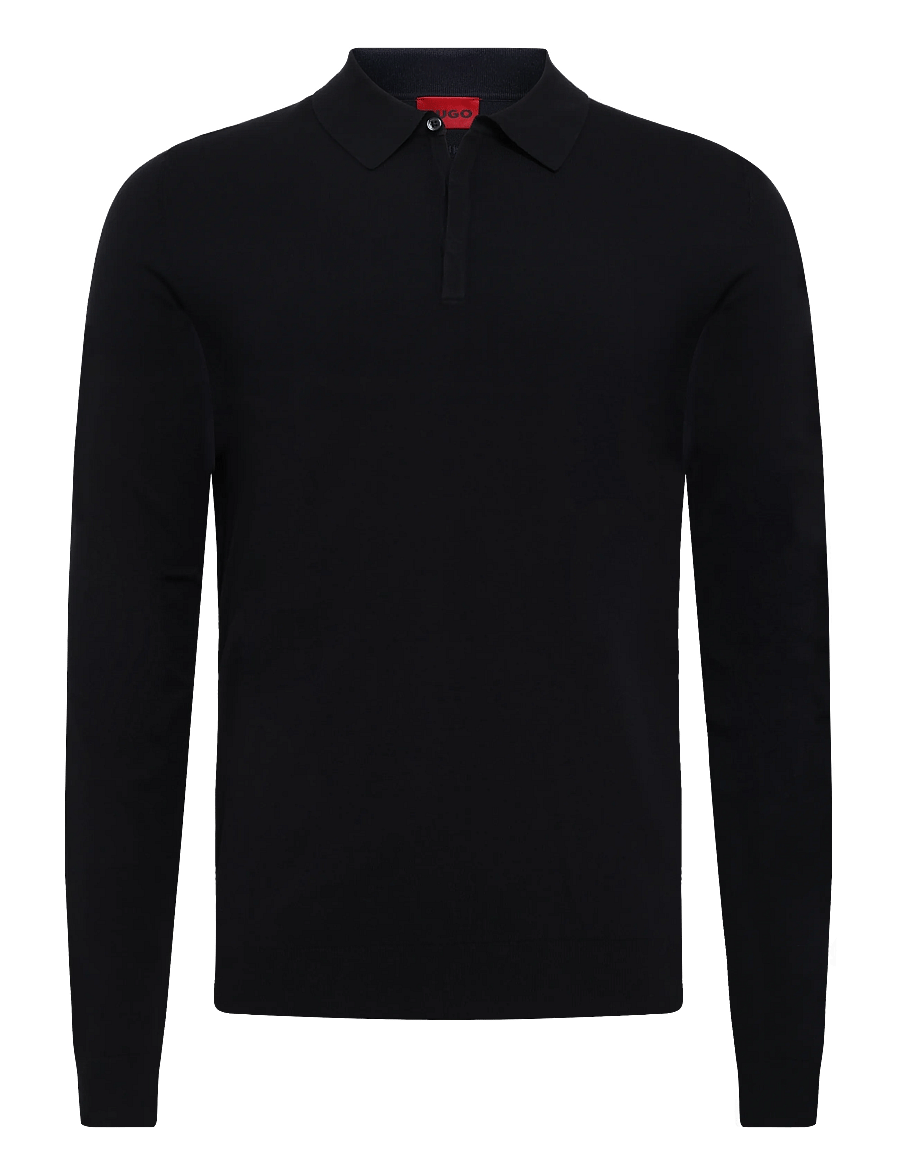 HUGO - San Pippo-CV - langärmelige strick-polohemden - navy - 0