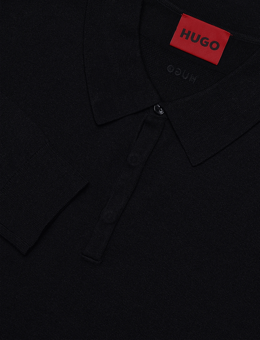 HUGO - San Pippo-CV - langärmelige strick-polohemden - navy - 2