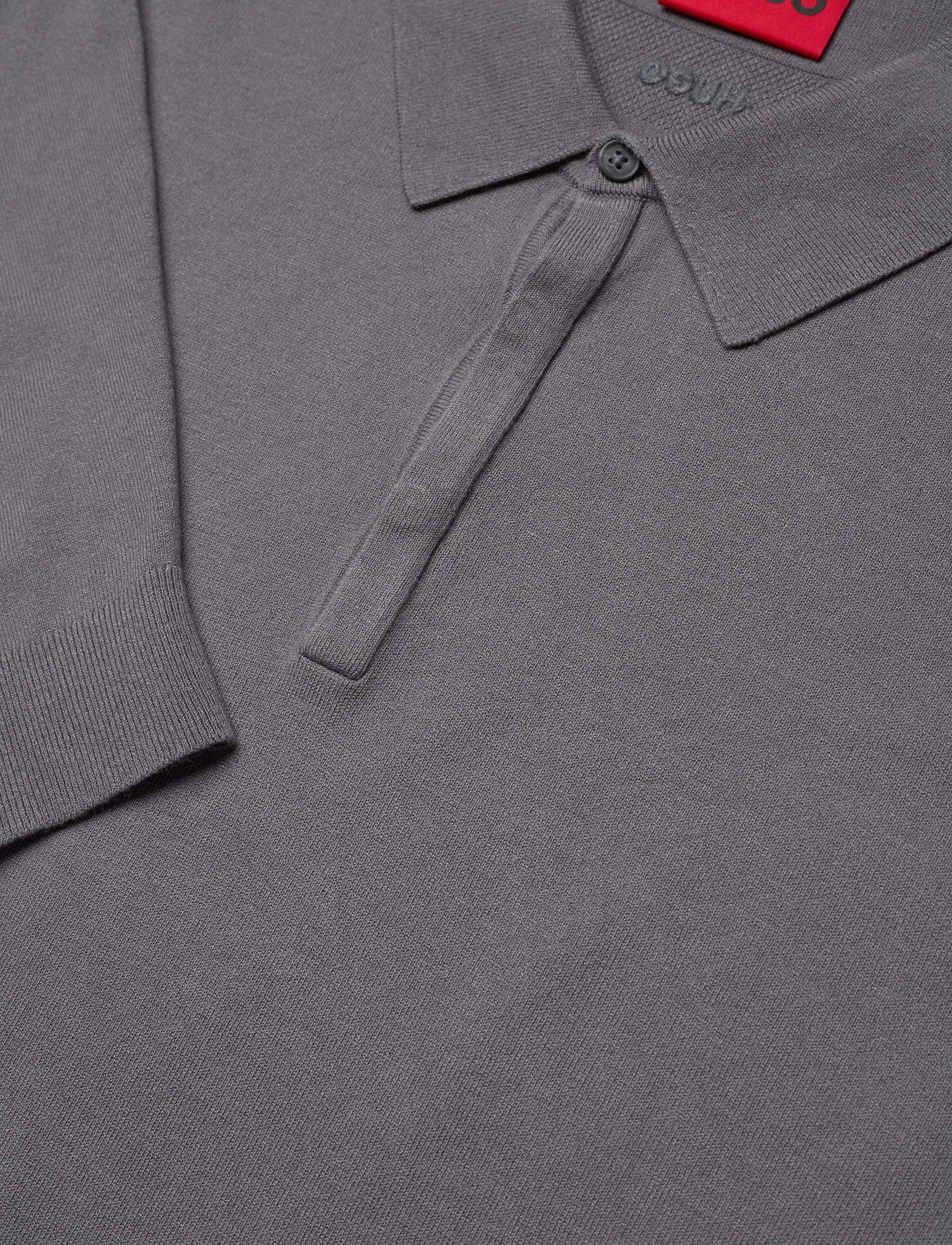 HUGO - San Pippo-CV - gestrickte polohemden - open grey - 2