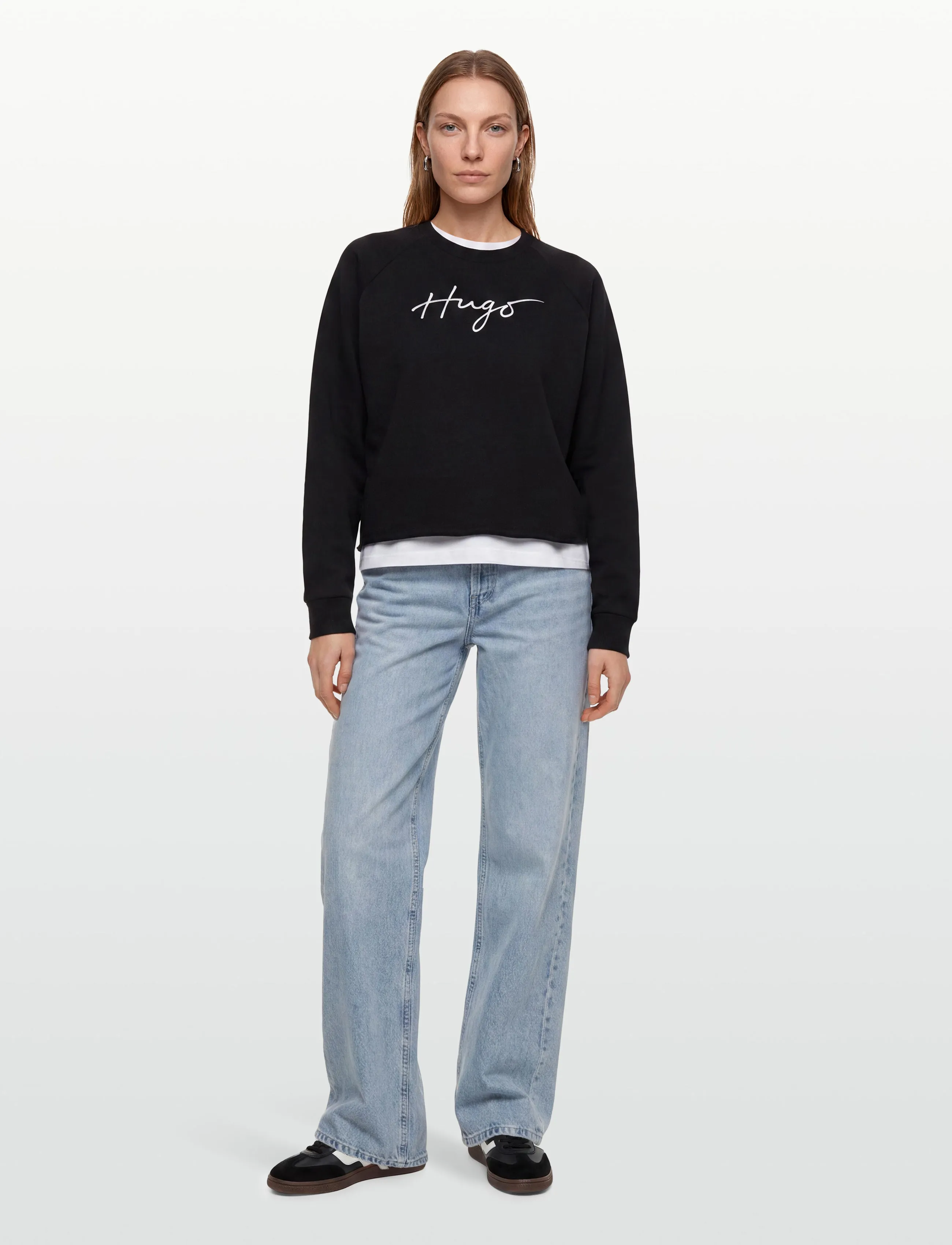 HUGO Darace, Kvinder, Logo Sweatshirt, Sort, Str: M