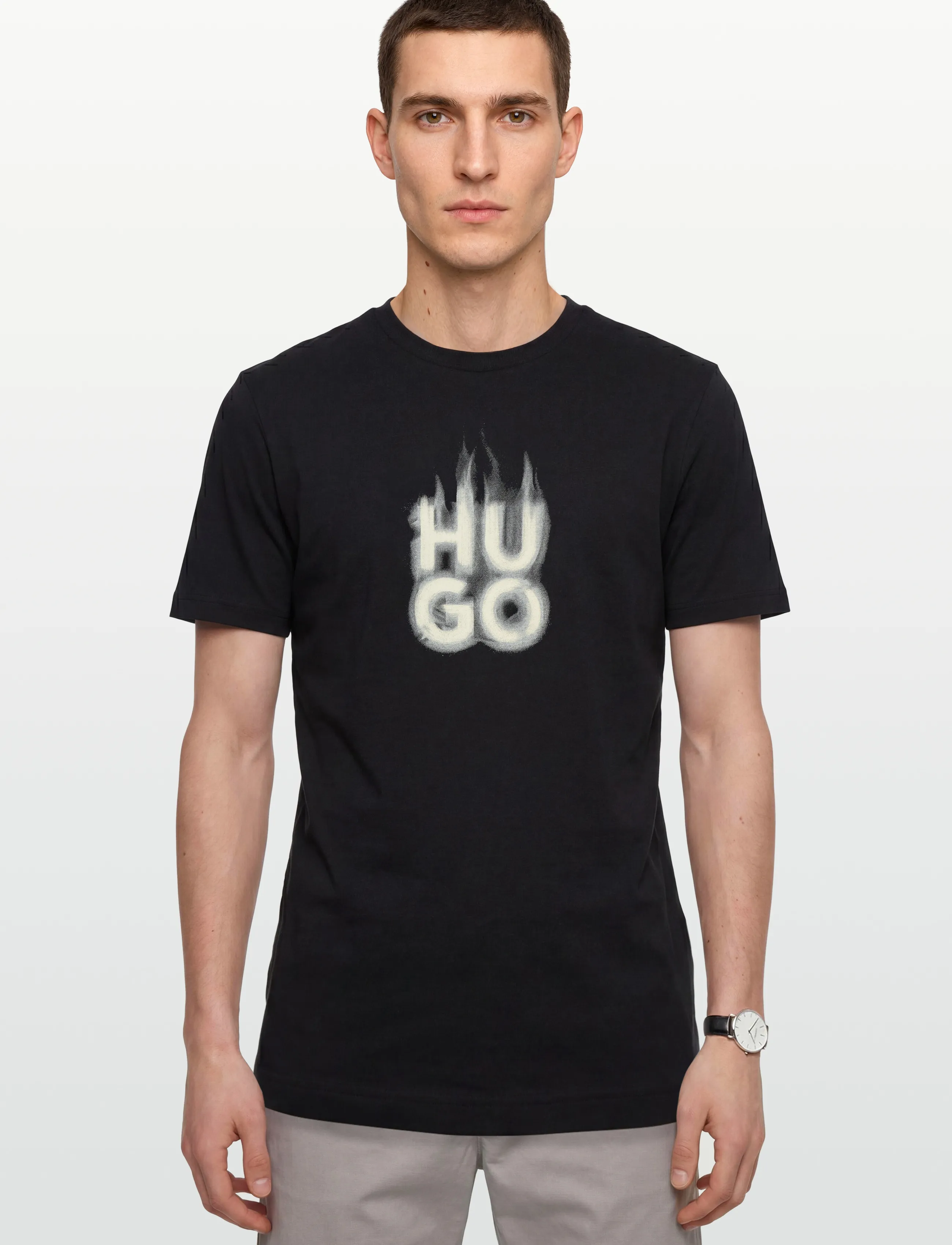 HUGO - Dalayer - kurzärmelige t-shirts - black - 3