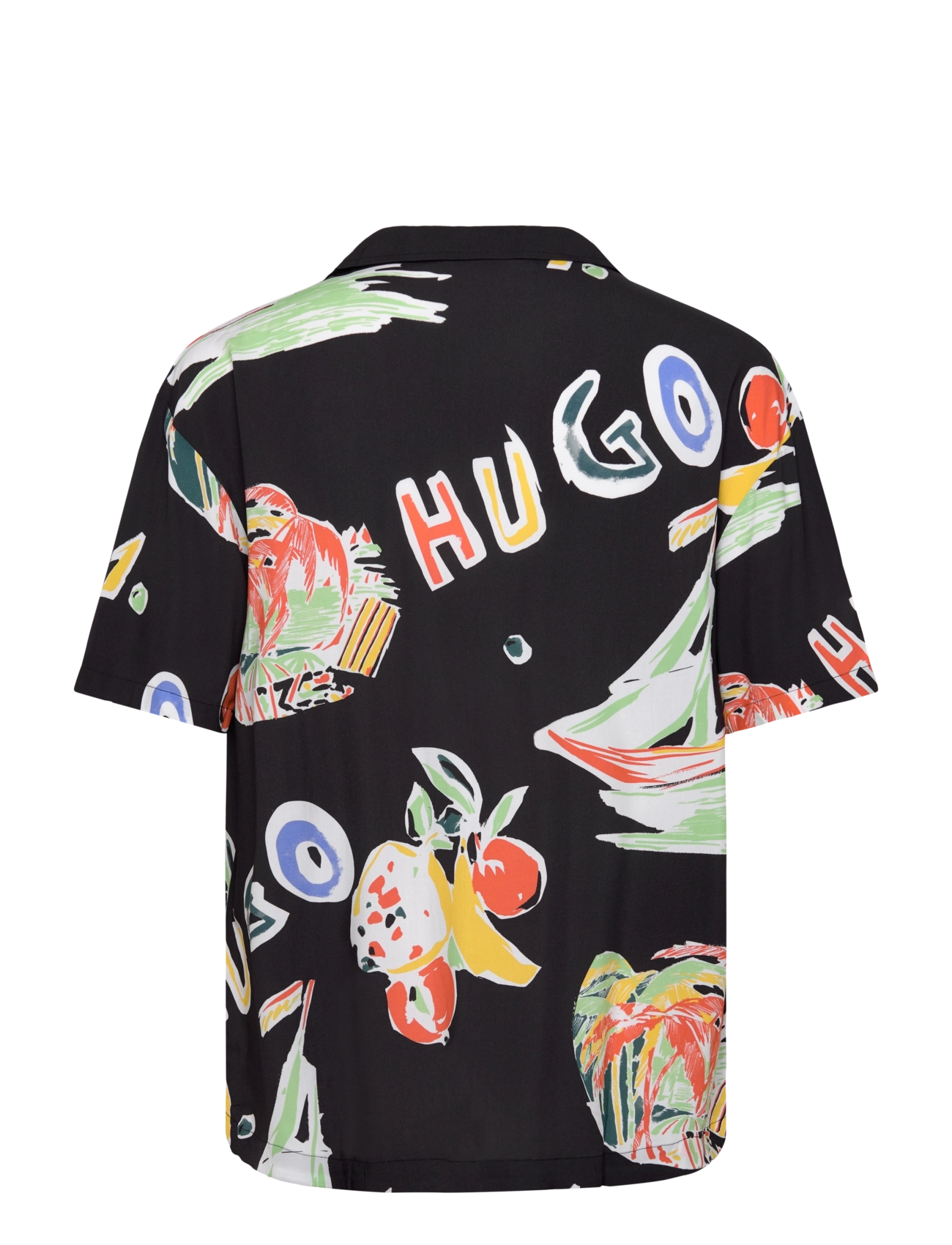 HUGO - BEACH SHIRT RELAXED - short-sleeved shirts - black - 1