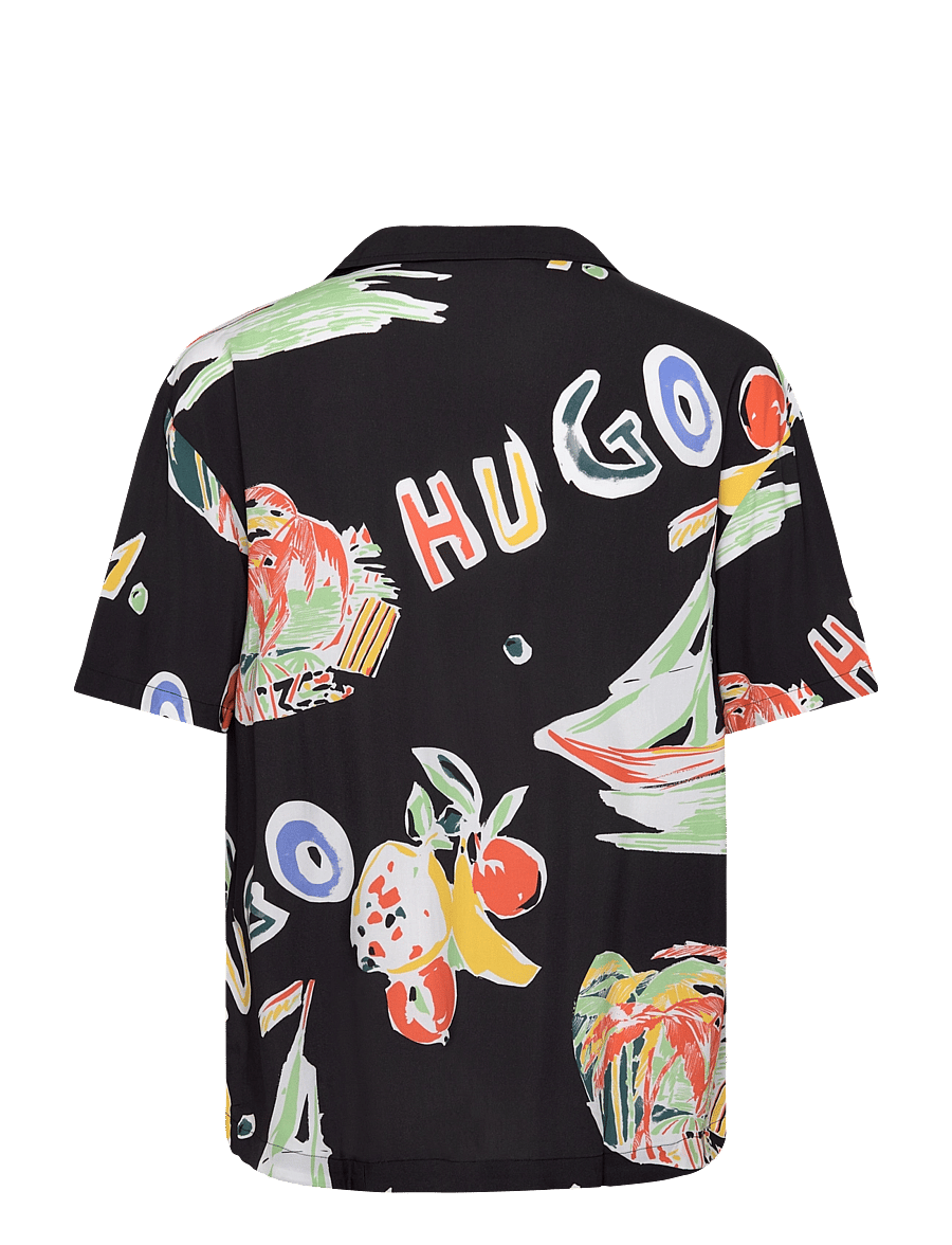 HUGO - BEACH SHIRT RELAXED - kurzarmhemden - black - 1