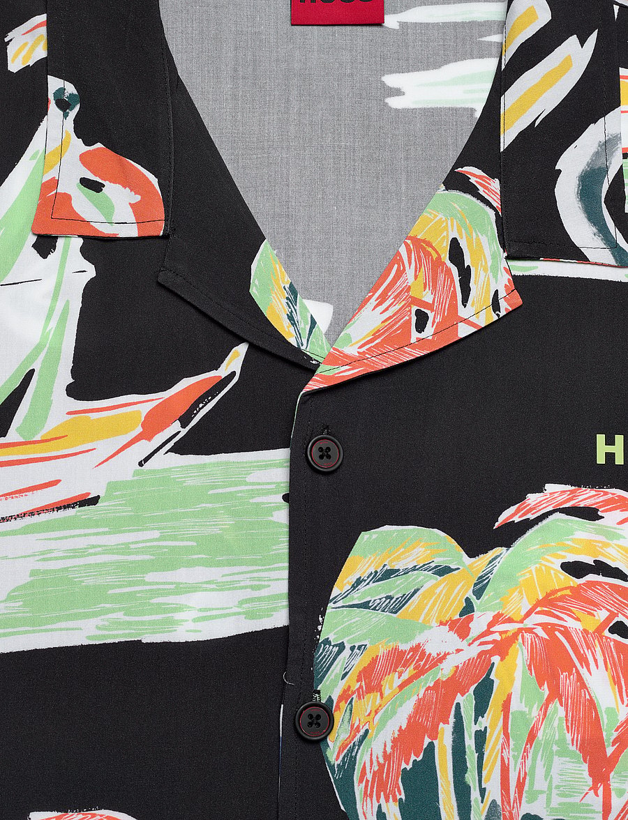HUGO - BEACH SHIRT RELAXED - kurzarmhemden - black - 2