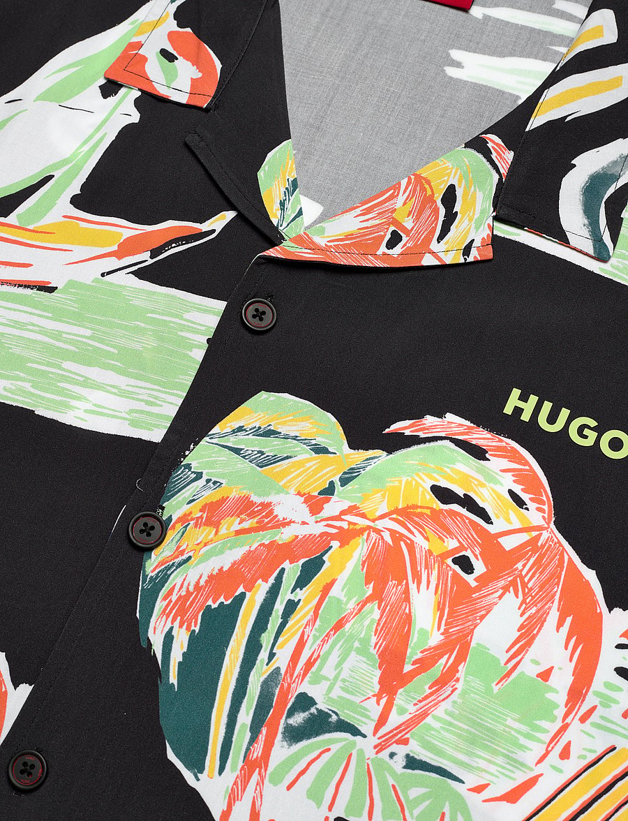 HUGO - BEACH SHIRT RELAXED - kurzarmhemden - black - 3