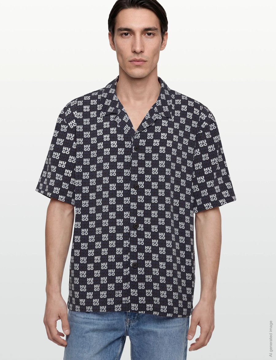 HUGO - BEACH SHIRT RELAXED - kurzarmhemden - navy - 3