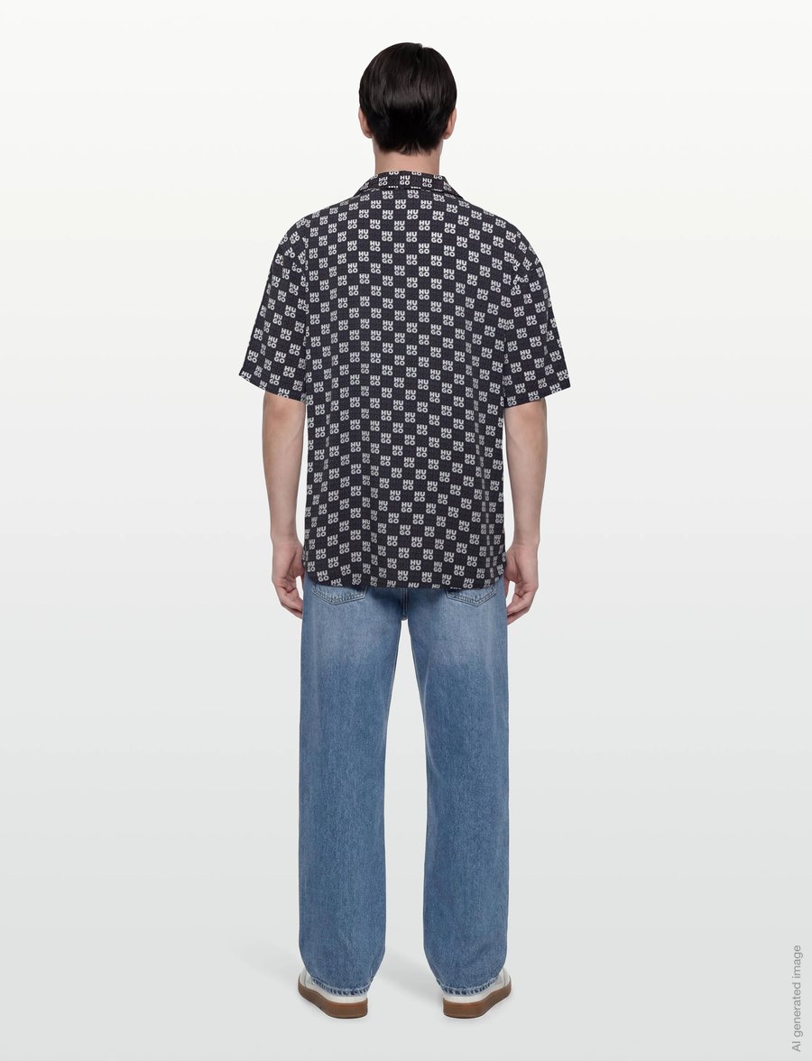 HUGO - BEACH SHIRT RELAXED - kurzarmhemden - navy - 4