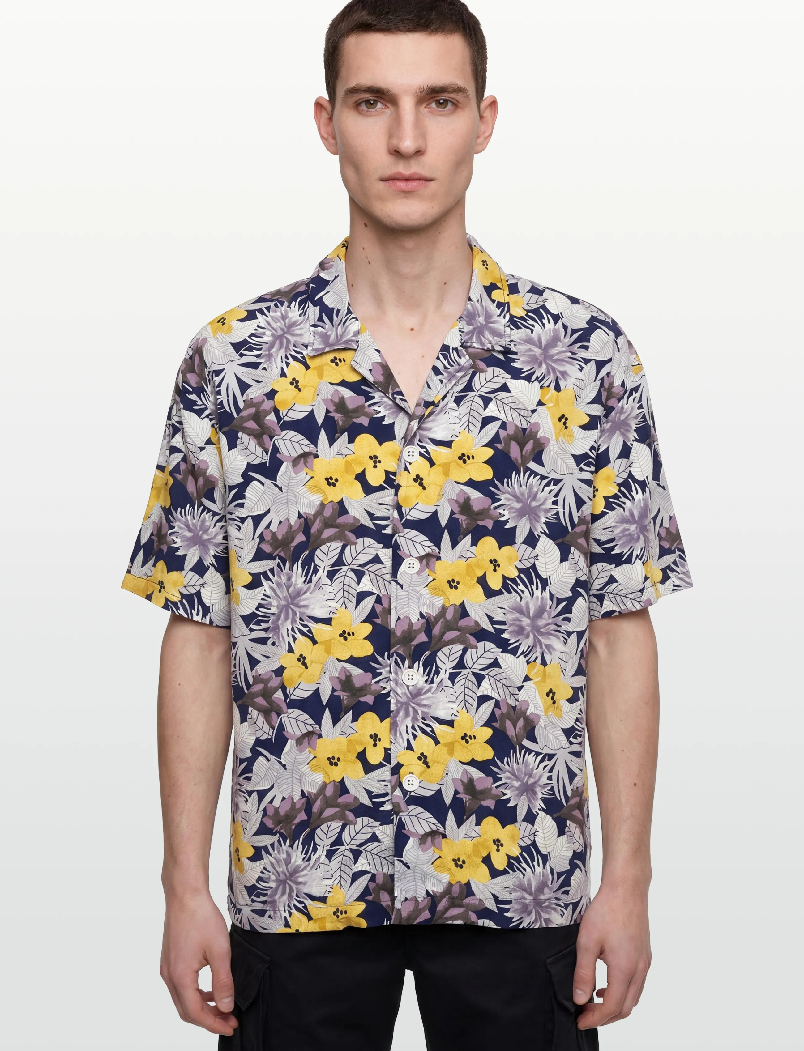 HUGO - BEACH SHIRT RELAXED - short-sleeved shirts - open yellow - 3