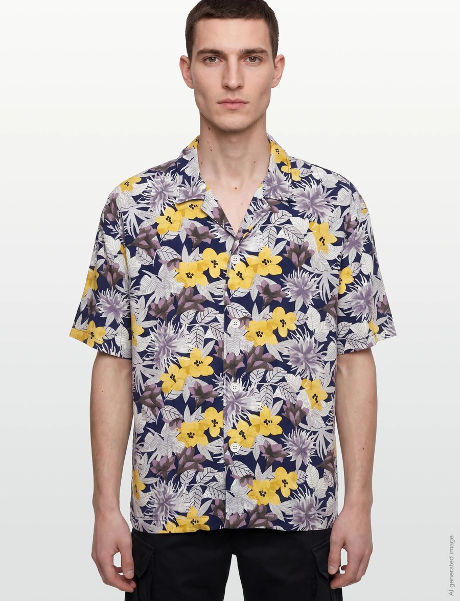 HUGO - BEACH SHIRT RELAXED - kurzarmhemden - open yellow - 3