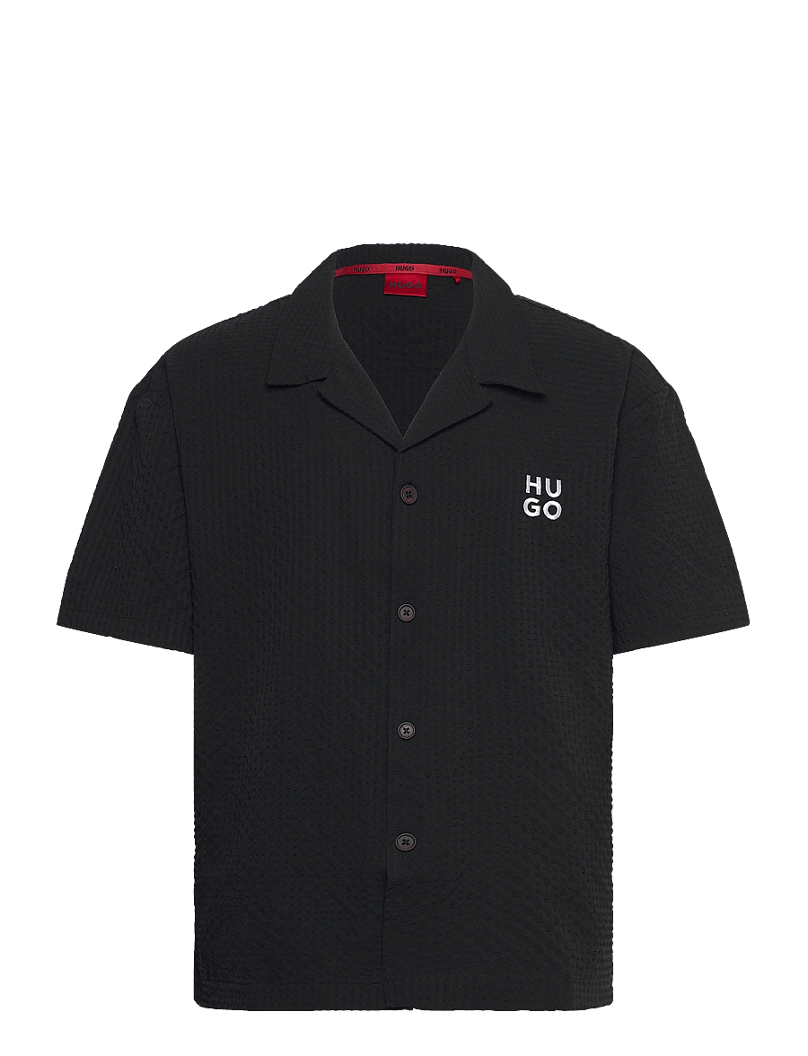 HUGO - CHAFFLE SHIRT - kortærmede skjorter - black - 0