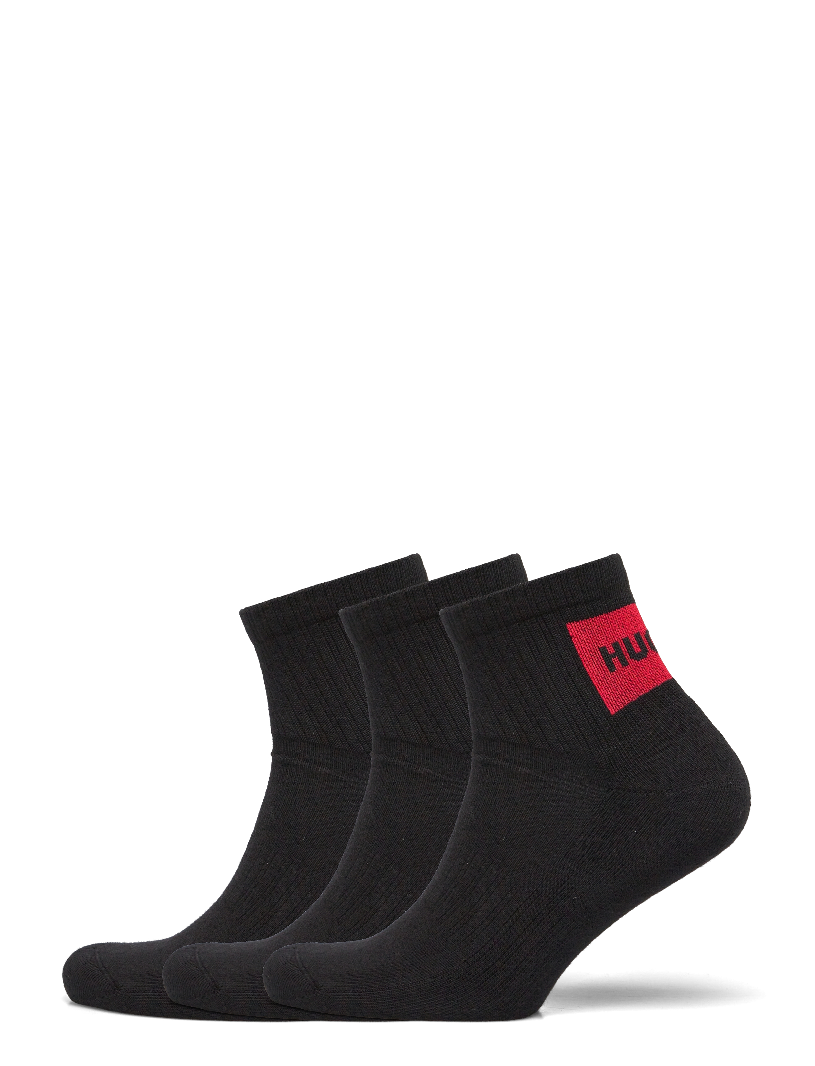HUGO 3P Sh Rib Label Cc, 40-46, Socks, Schwarz - Ankle Männerswear