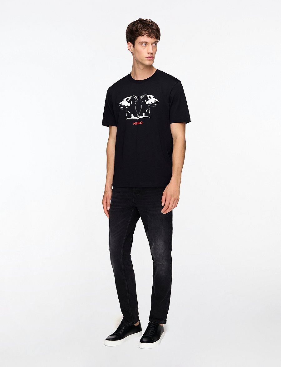 HUGO - Dobero - short-sleeved t-shirts - black - 3