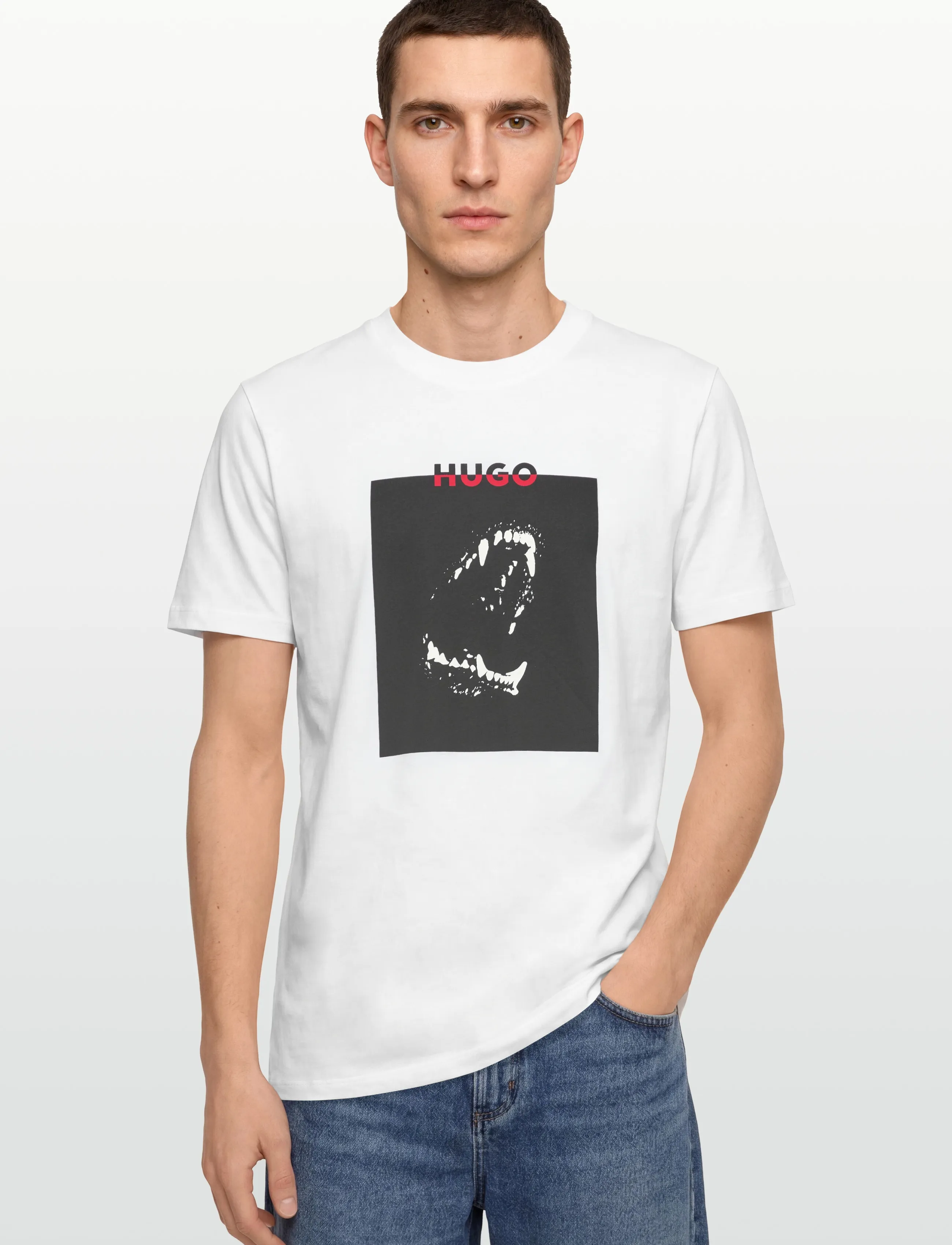 HUGO - Dobero - short-sleeved t-shirts - white - 3