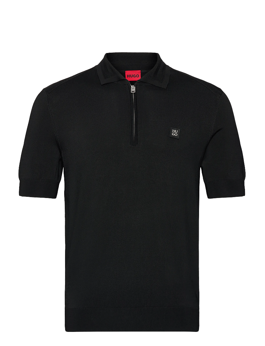 HUGO - Sayfong-4 - langärmlige strick-polohemden - black - 0