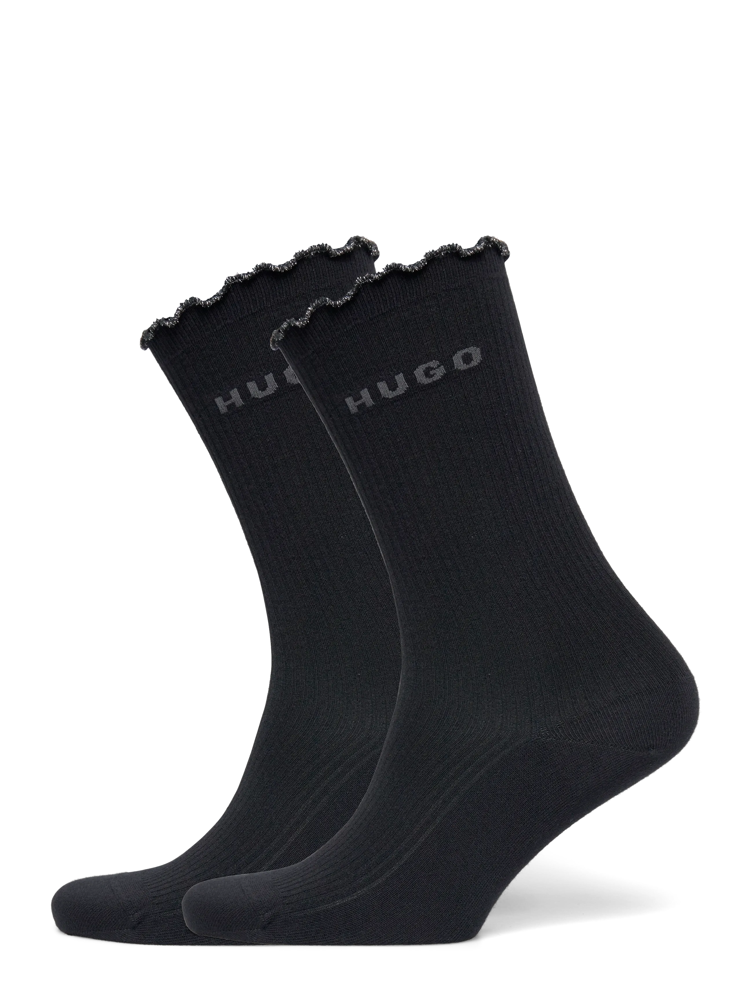 HUGO 2P RS LETTUCE CC W - Strumpor - BLACK / black