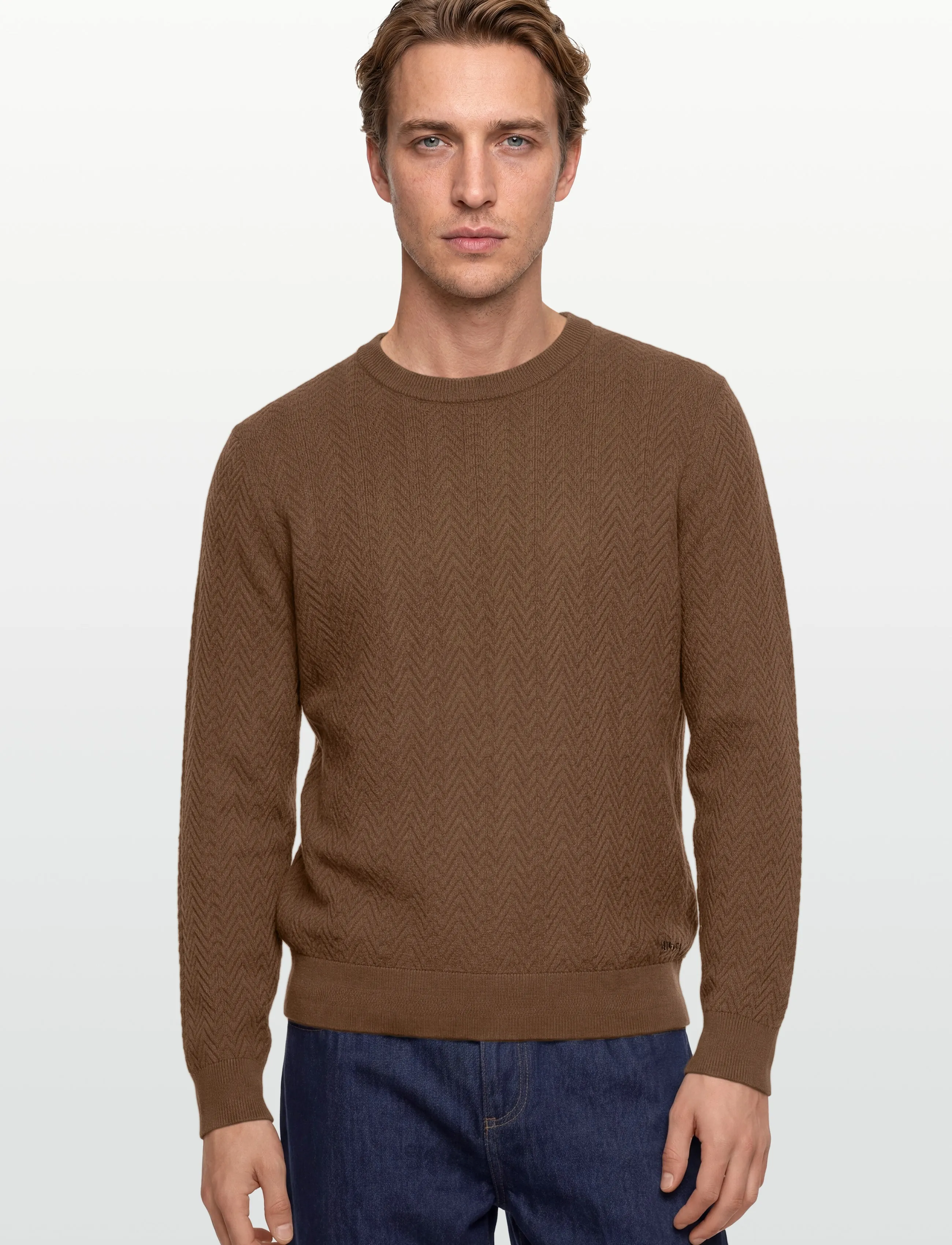 HUGO - Simo - rund hals - medium brown - 3