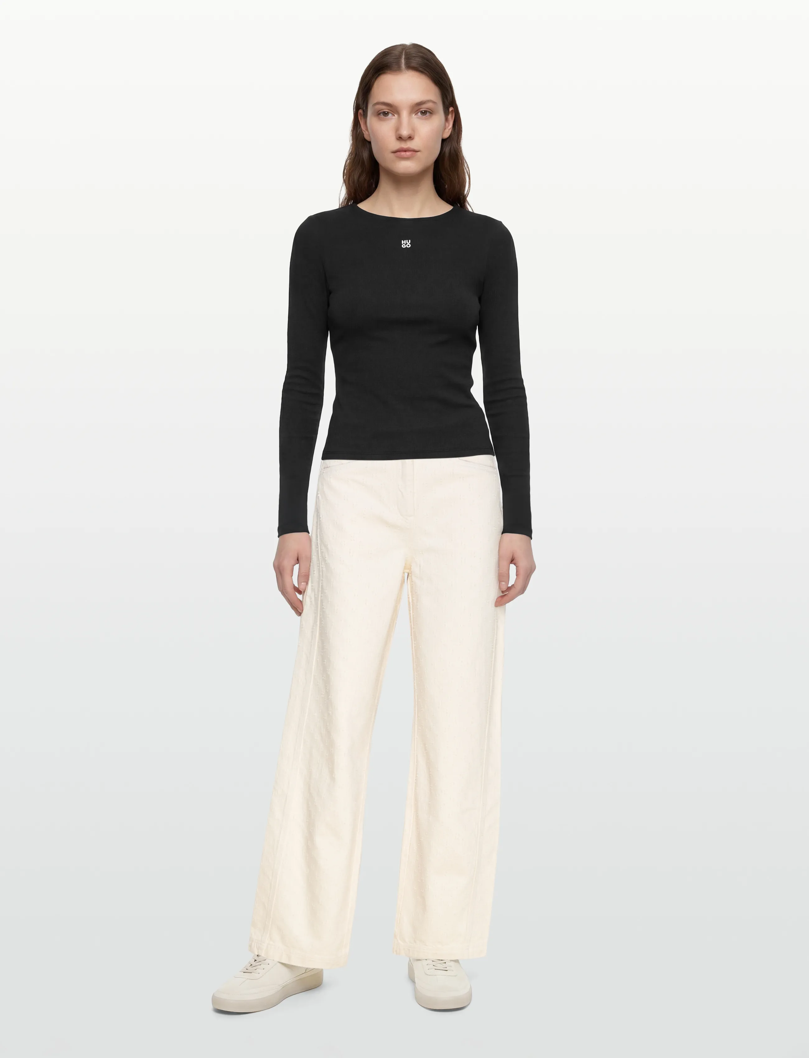 HUGO Dasiia, L, Black, T-Shirts & Toppe > Langærmede, Dame
