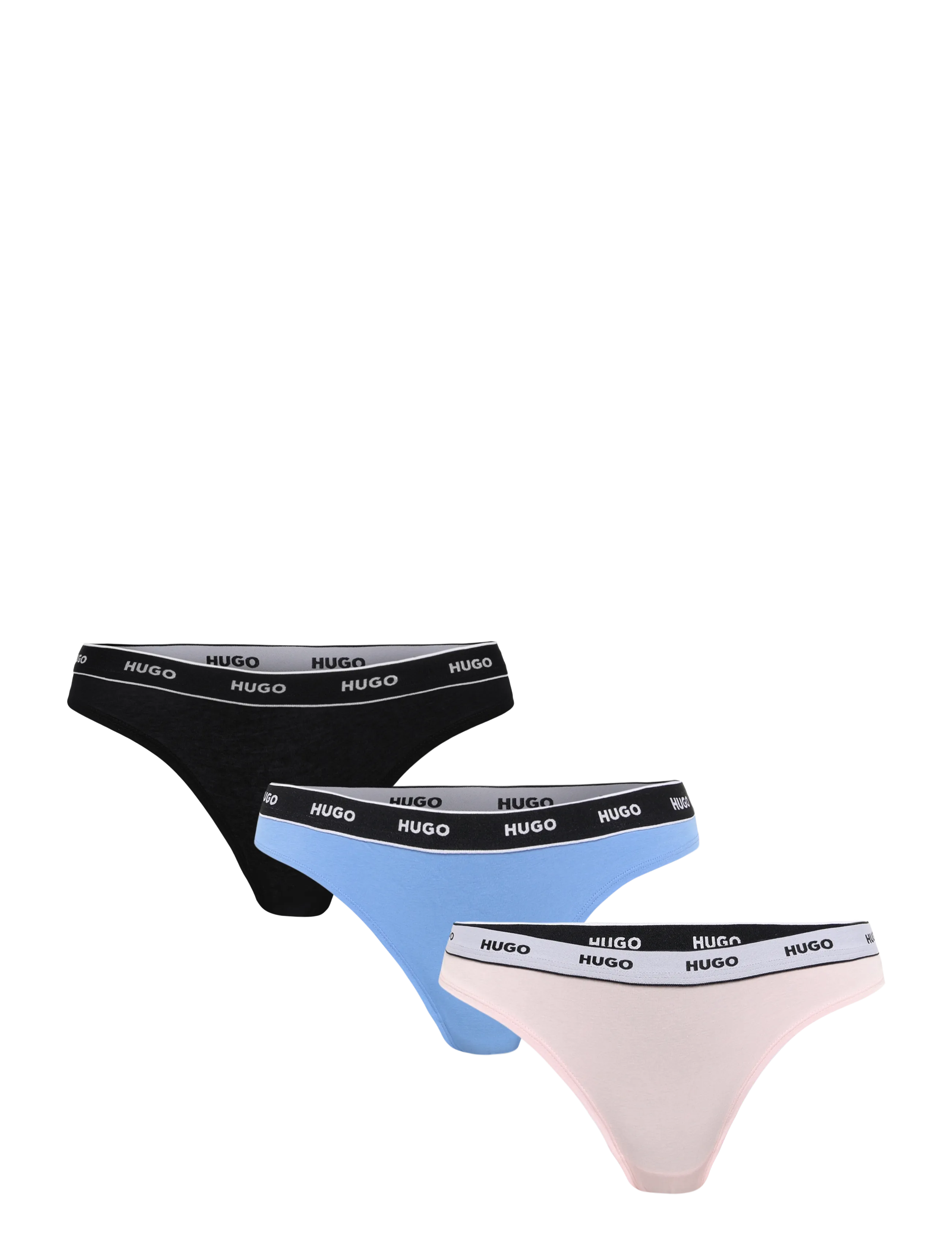 HUGO Triplet Thong Stripe, Kvinder, G-Streng, Sort, Str: L