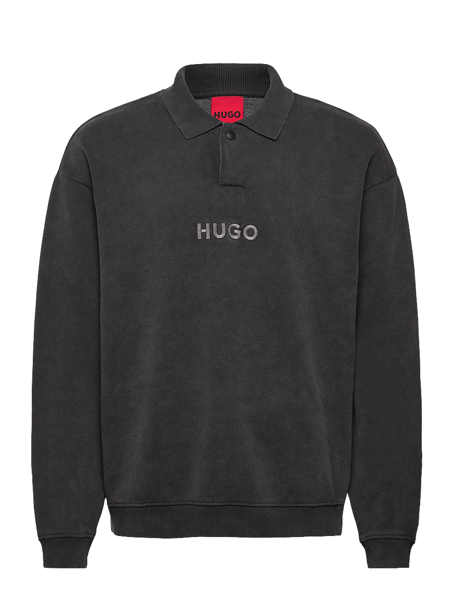 HUGO - Delwy - långärmade pikéer - charcoal - 0
