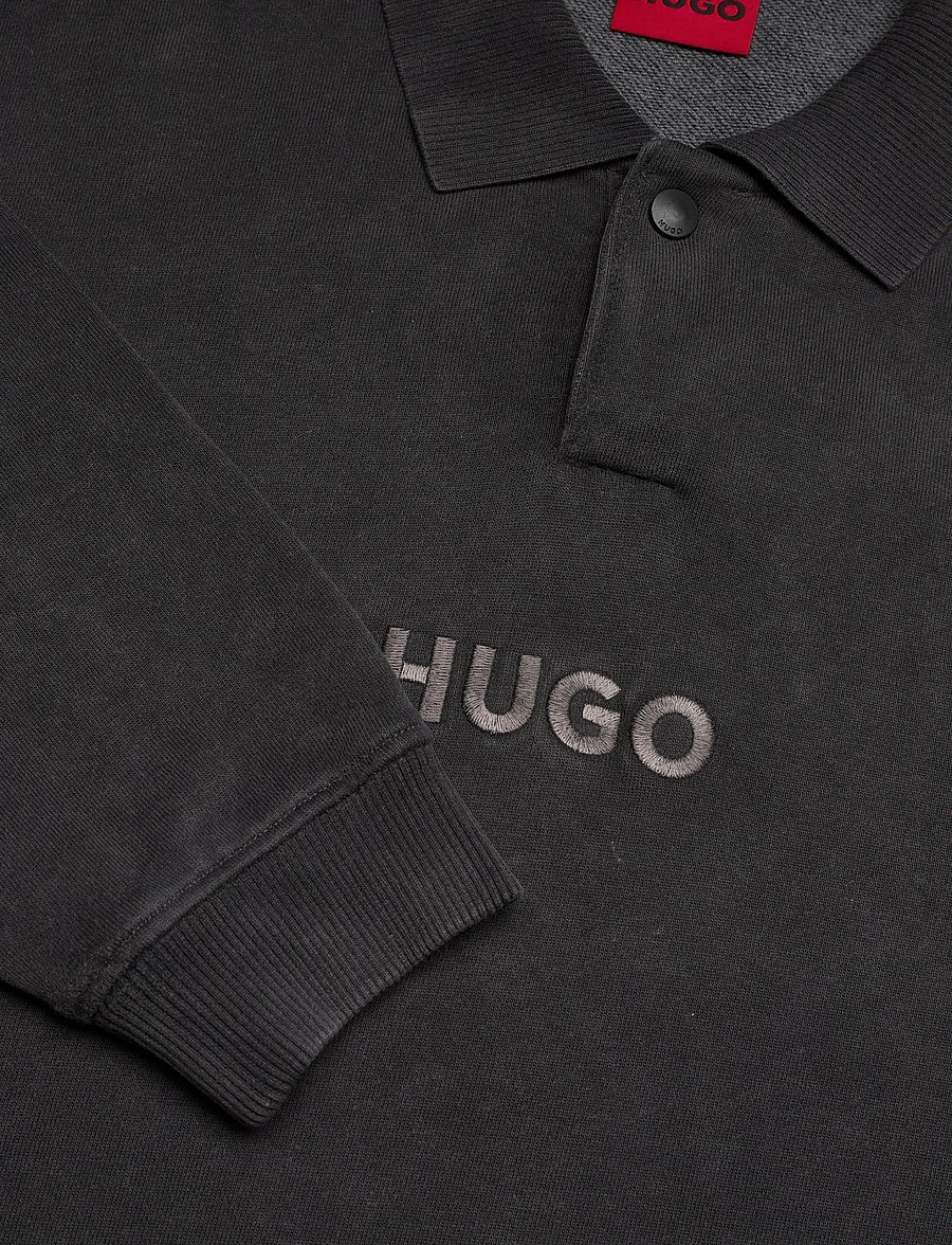 HUGO - Delwy - långärmade pikéer - charcoal - 2