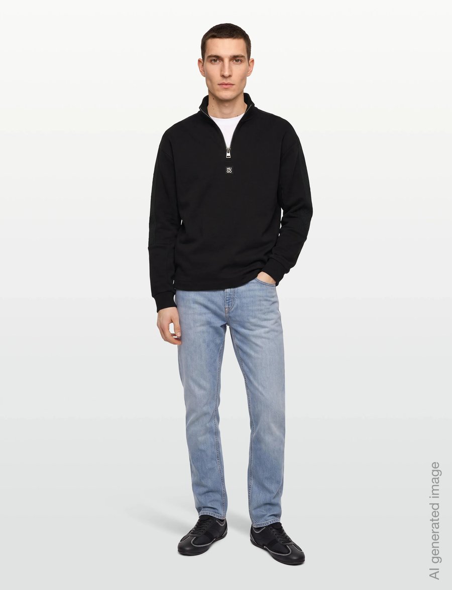 HUGO - Danovotop - pullover mit halbem reißverschluss - black - 0