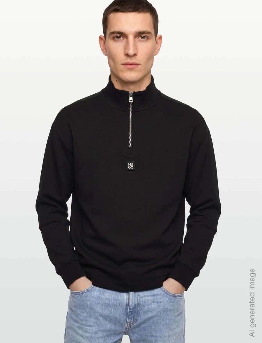 HUGO - Danovotop - pullover mit halbem reißverschluss - black - 3