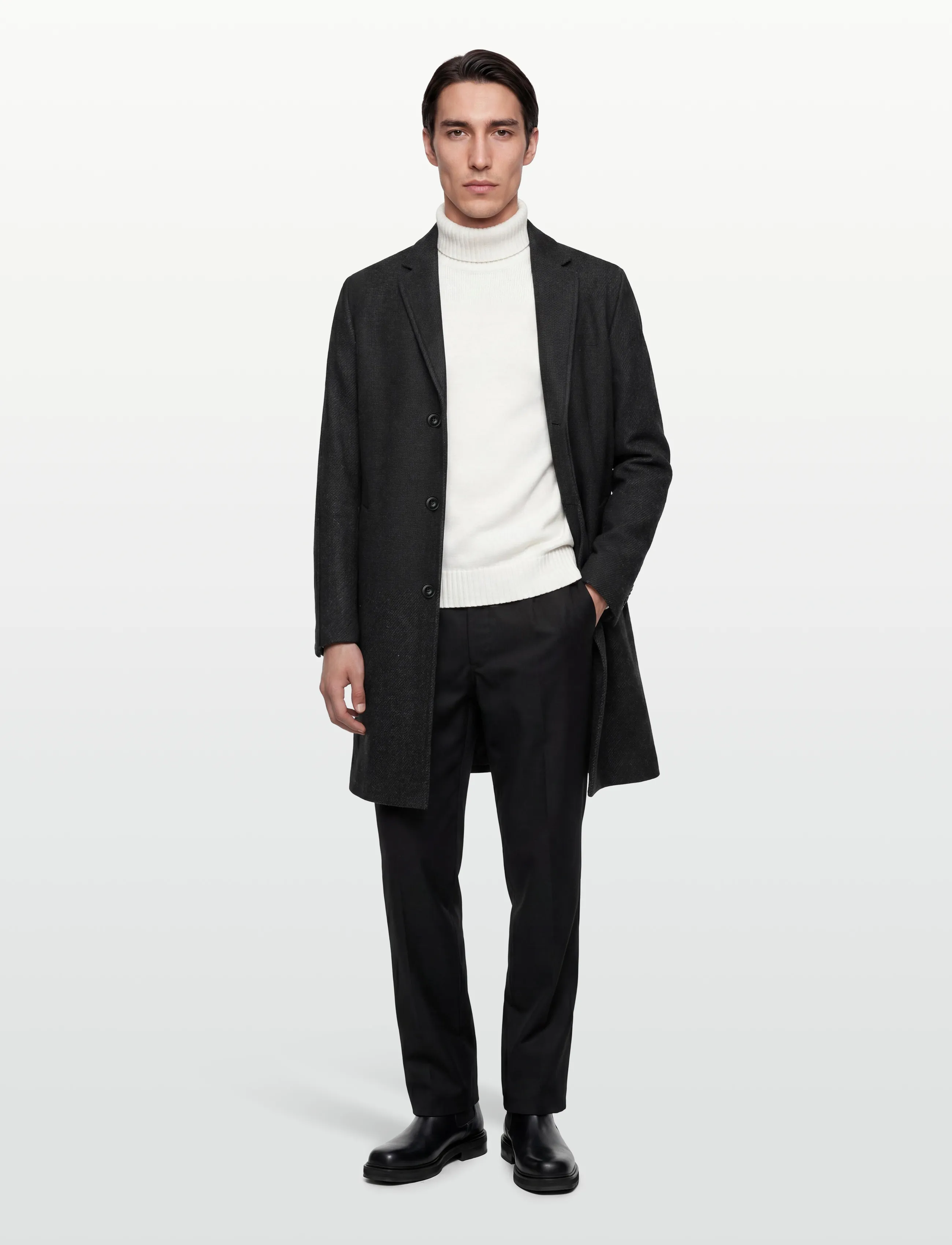 HUGO Malte2541, 50, Coats, Grau - Wool Männerswear