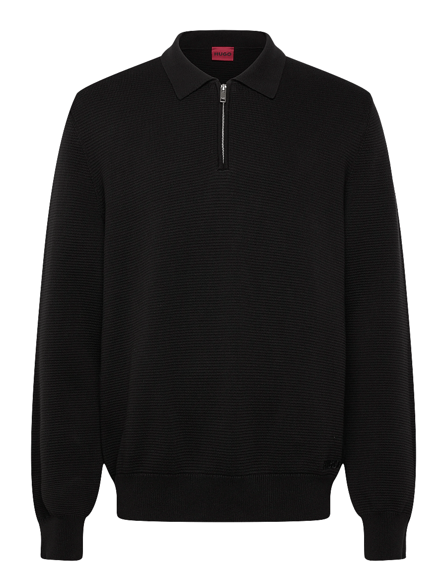 HUGO - San Pauley-C - long-sleeved knitted polos - black - 0
