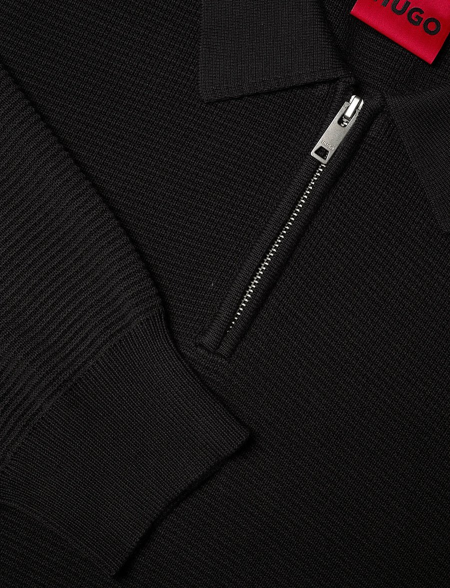 HUGO - San Pauley-C - long-sleeved knitted polos - black - 2