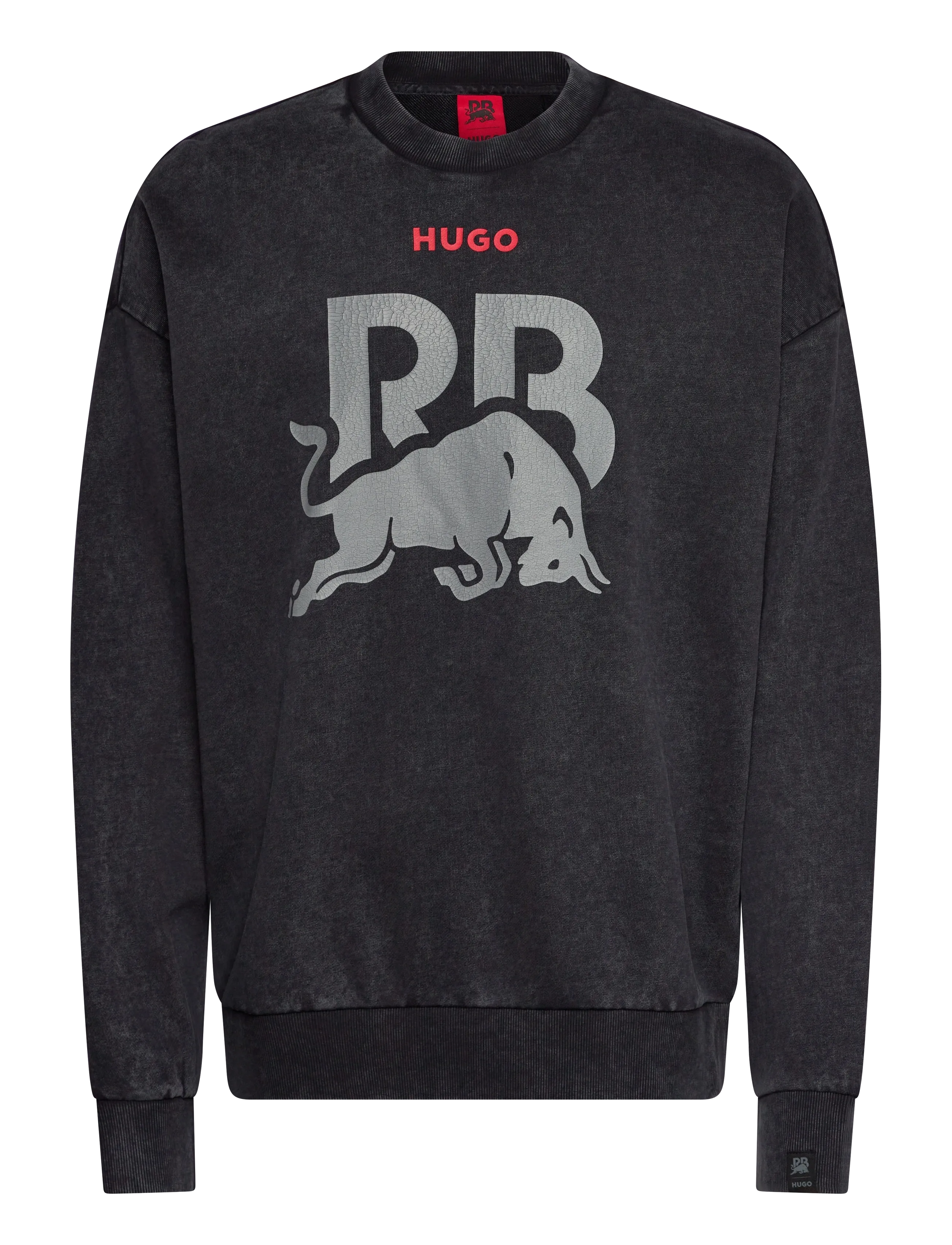 HUGO CREWNECK WASH_01-RB2 - Sweatshirts - BLACK / black