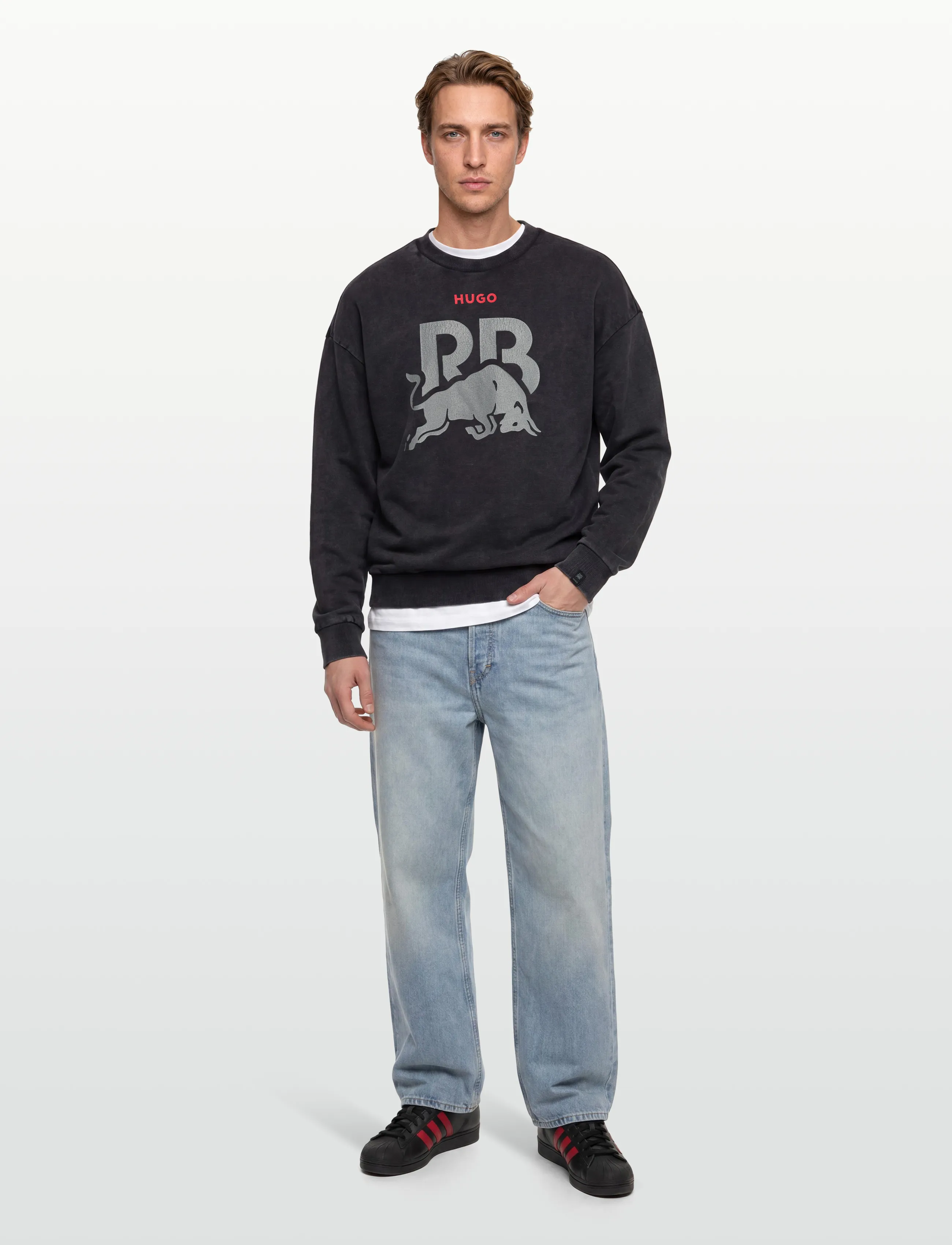 HUGO CREWNECK WASH_01-RB2 - HUGO - BLACK / black