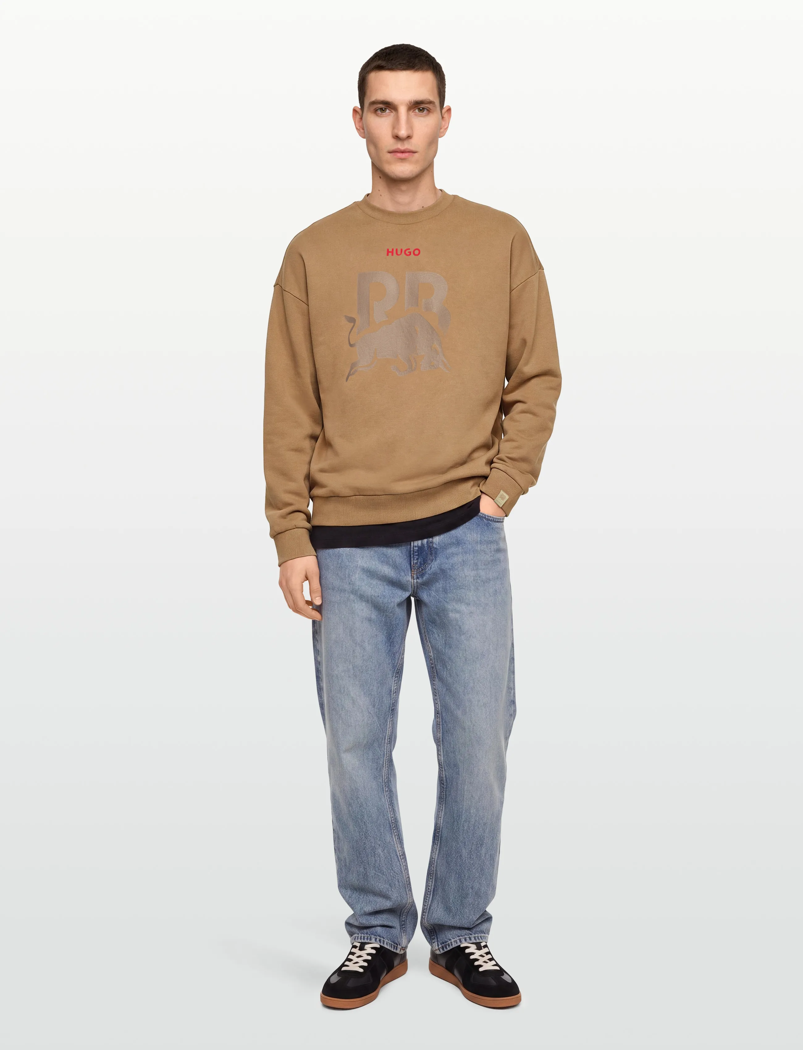 HUGO - CREWNECK WASH_01-RB2 - sweatshirts - medium beige - 0