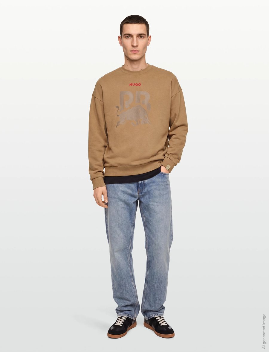HUGO - CREWNECK WASH_01-RB2 - sweatshirts - medium beige - 0