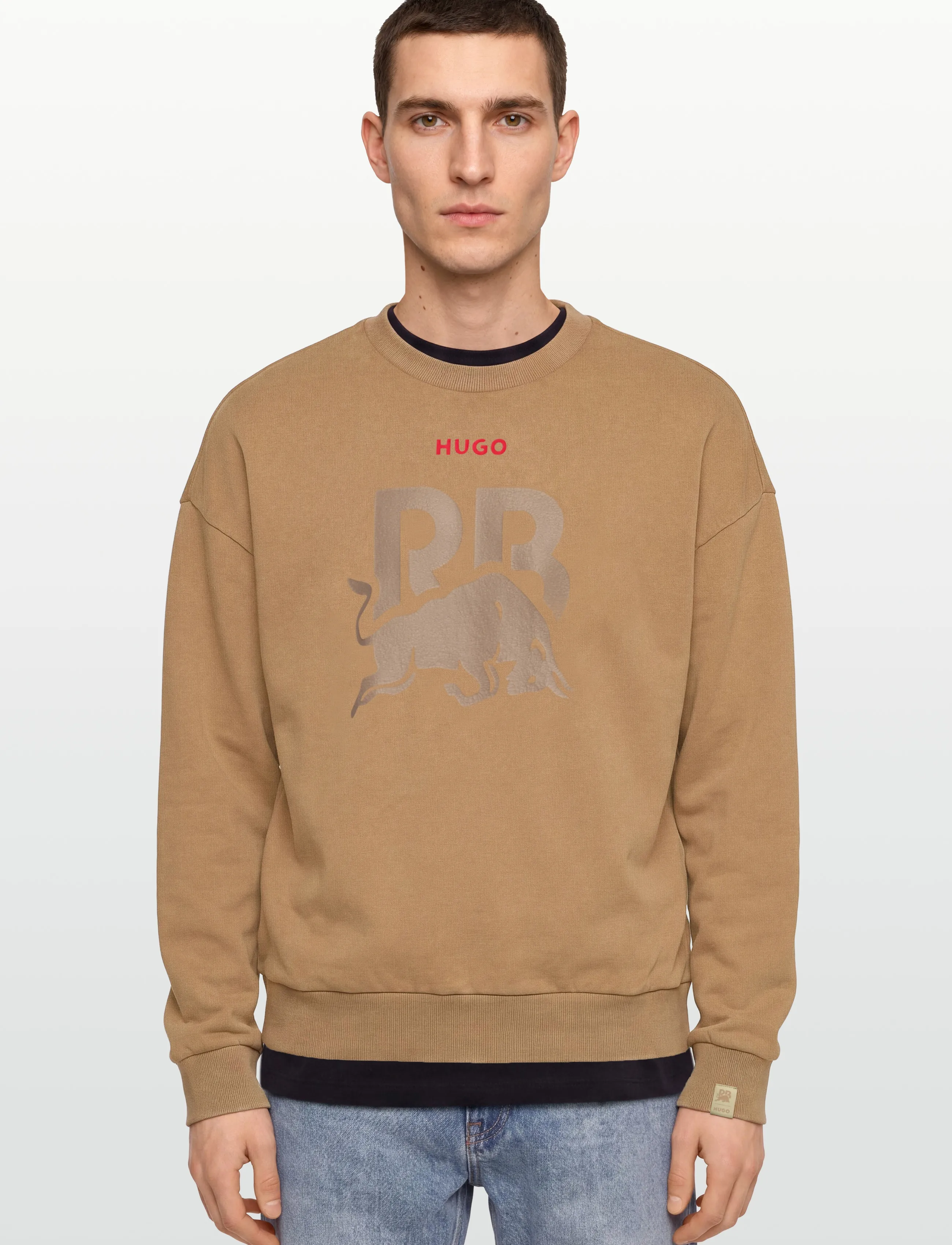 HUGO - CREWNECK WASH_01-RB2 - sweatshirts - medium beige - 3