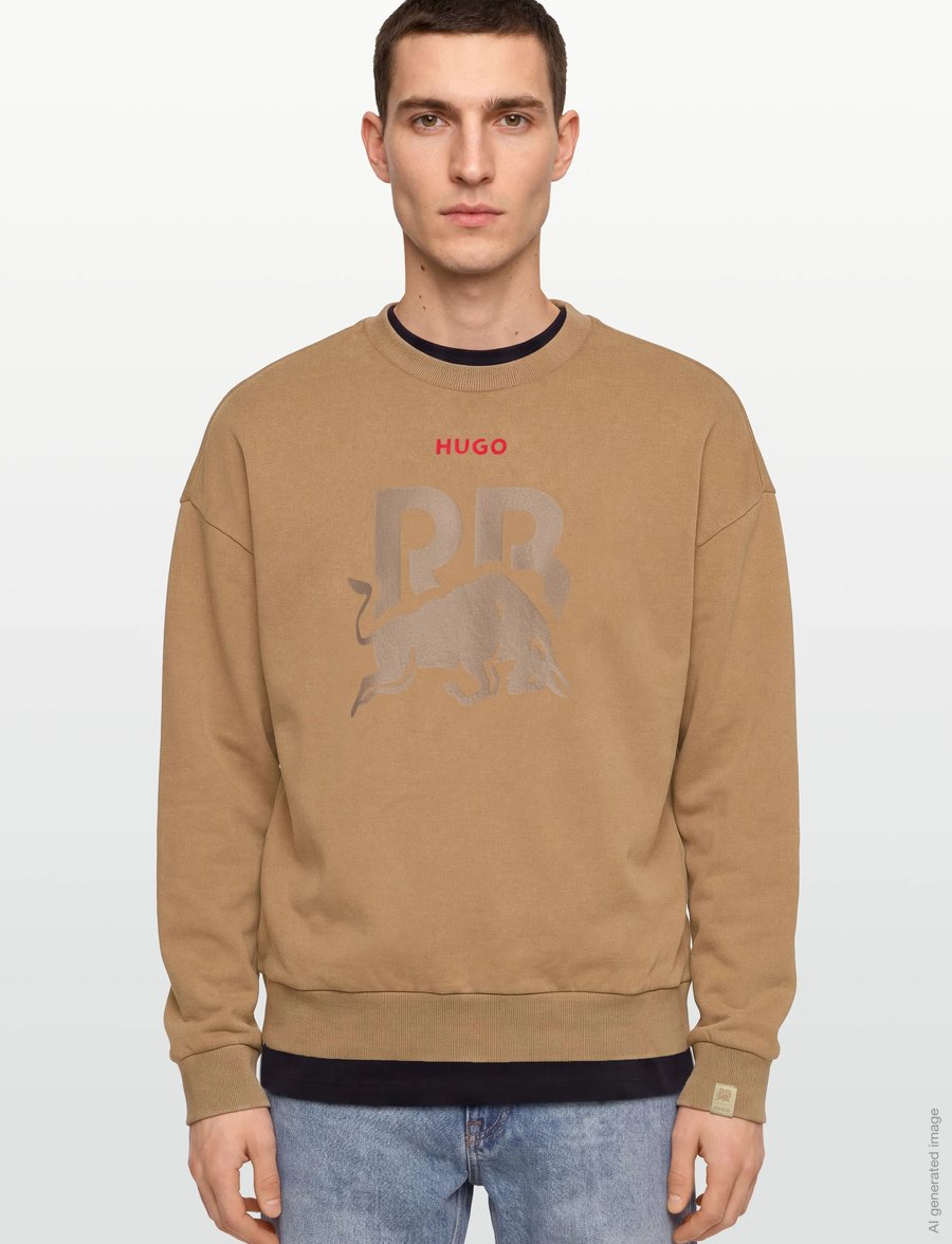HUGO - CREWNECK WASH_01-RB2 - sweatshirts - medium beige - 3
