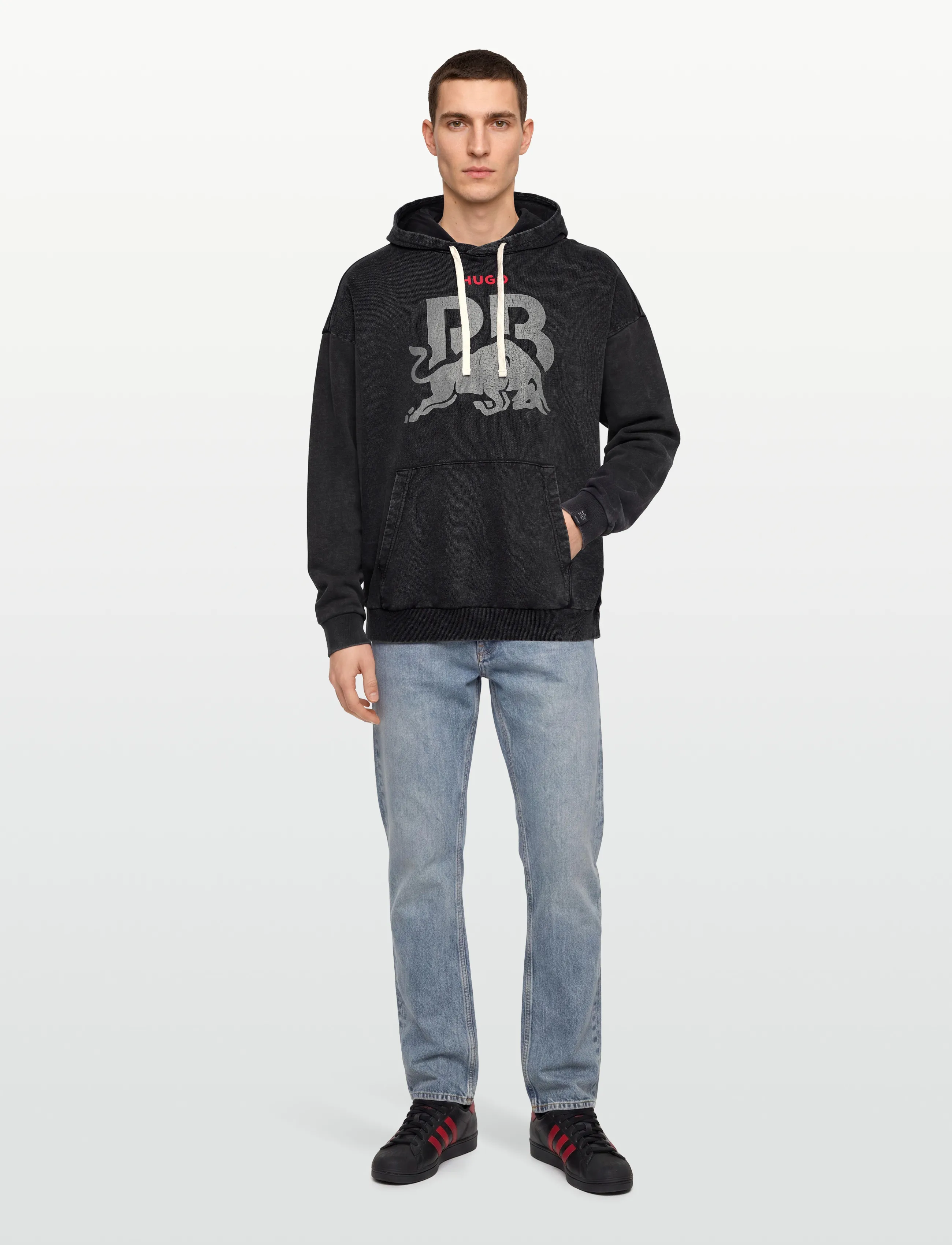 HUGO - HOODIE WASH_01-RB25 - sweatshirts - black - 0