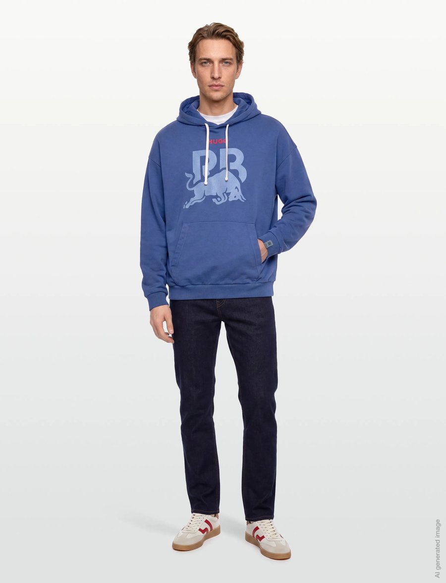 HUGO - HOODIE WASH_01-RB25 - kapuzenpullover - medium blue - 0