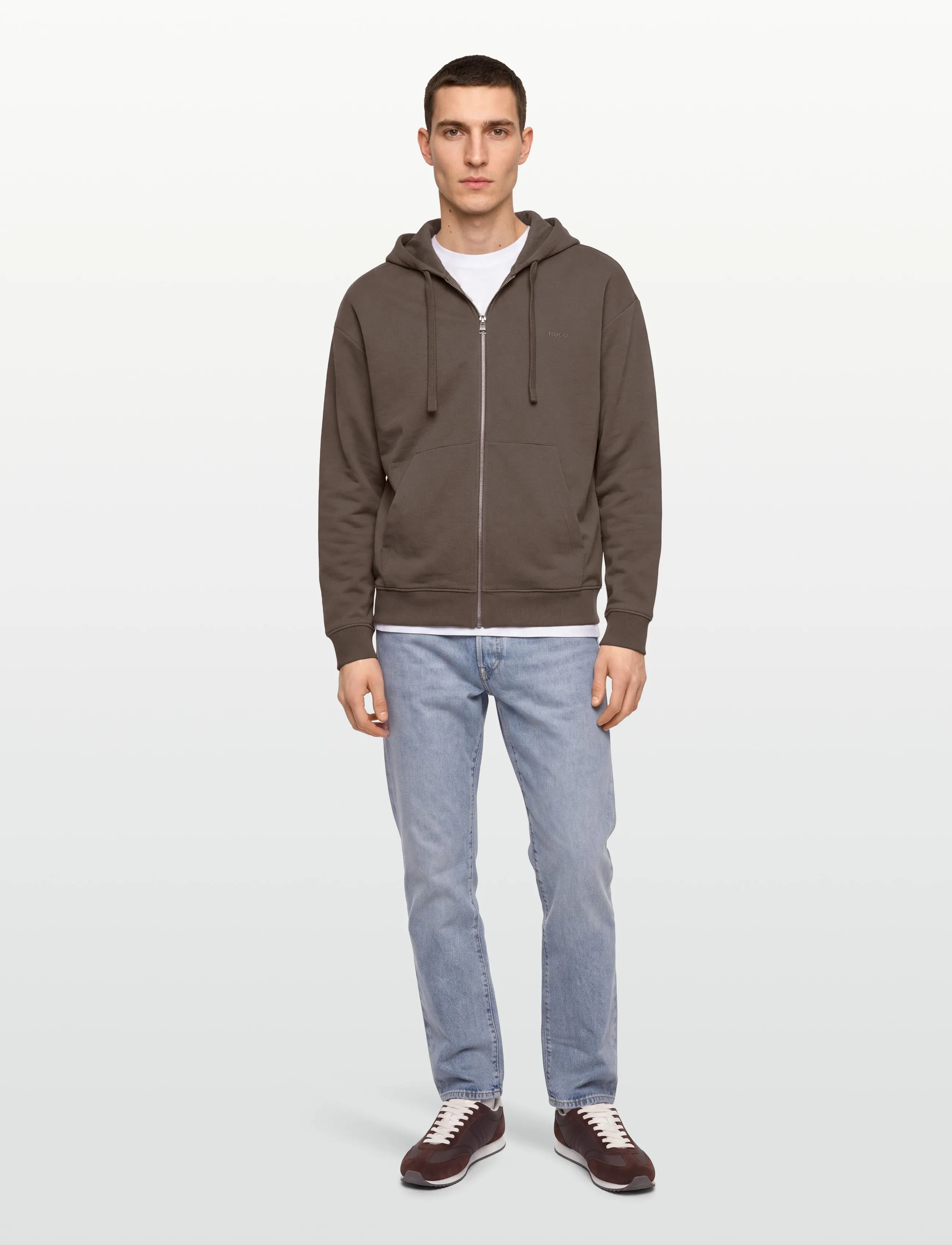 HUGO Dapozip, XL, Brown, Sweatshirts & Hættetrøjer > Hættetrøjer, Herre