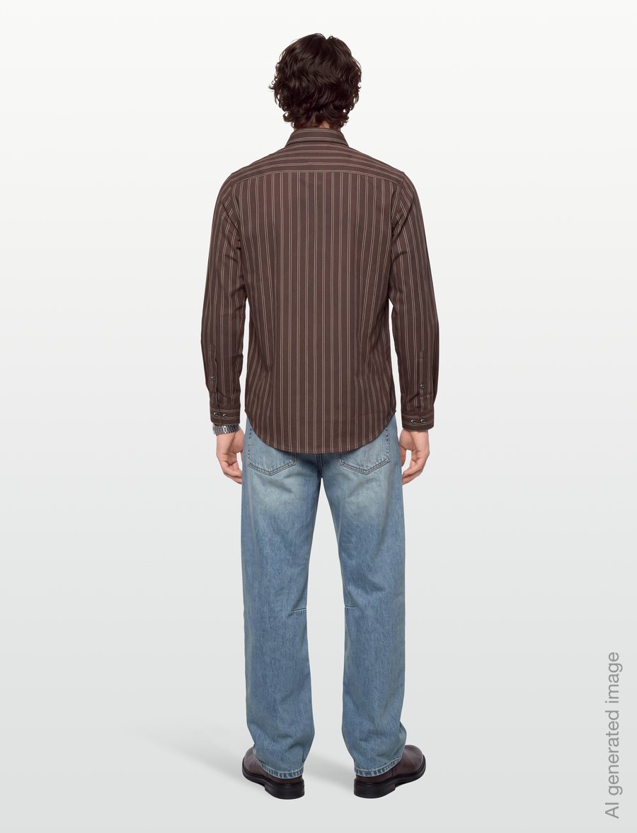 HUGO - Emero - striped shirts - brown overflow - 4