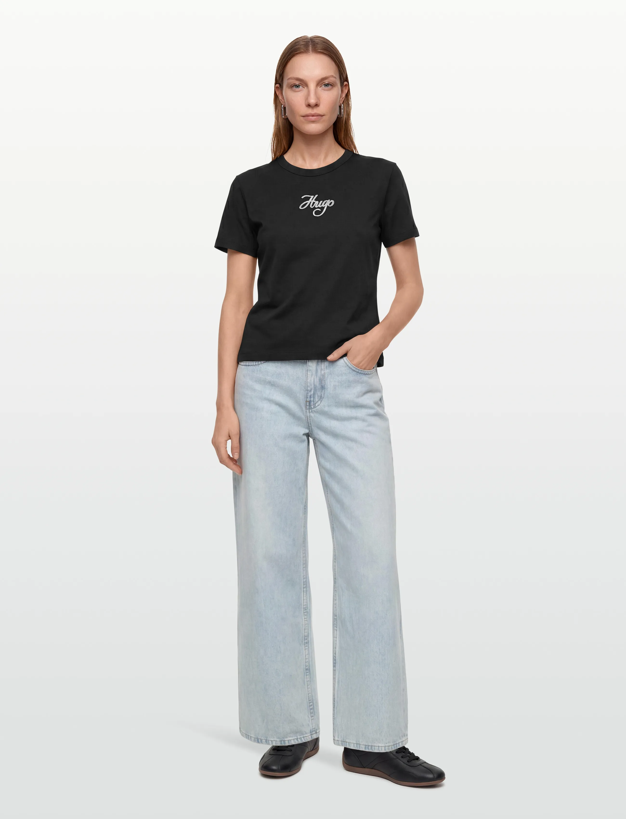 HUGO Destrel_3, M, Black, T-Shirts & Toppe > Kortærmede, Dame