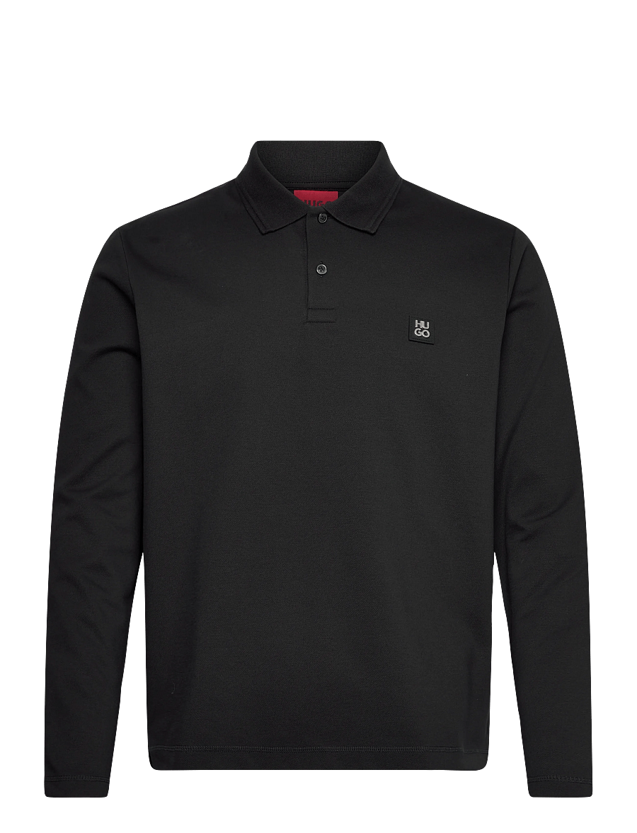 HUGO - Dinote - langärmelige gestrickte polohemden - black - 1