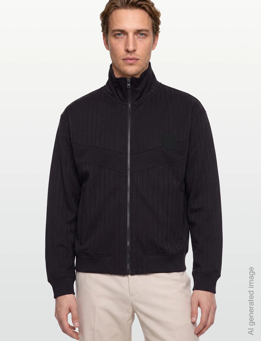 HUGO - Davronto - pullover mit durchgehendem reißverschluss - black - 3