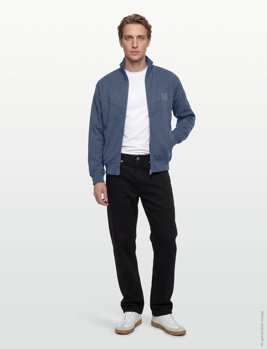 HUGO - Davronto - pullover mit durchgehendem reißverschluss - open blue - 0