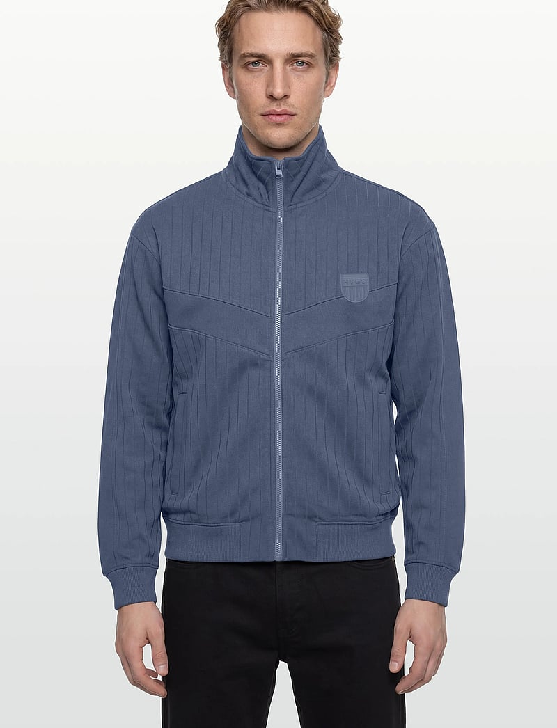 HUGO - Davronto - pullover mit durchgehendem reißverschluss - open blue - 3
