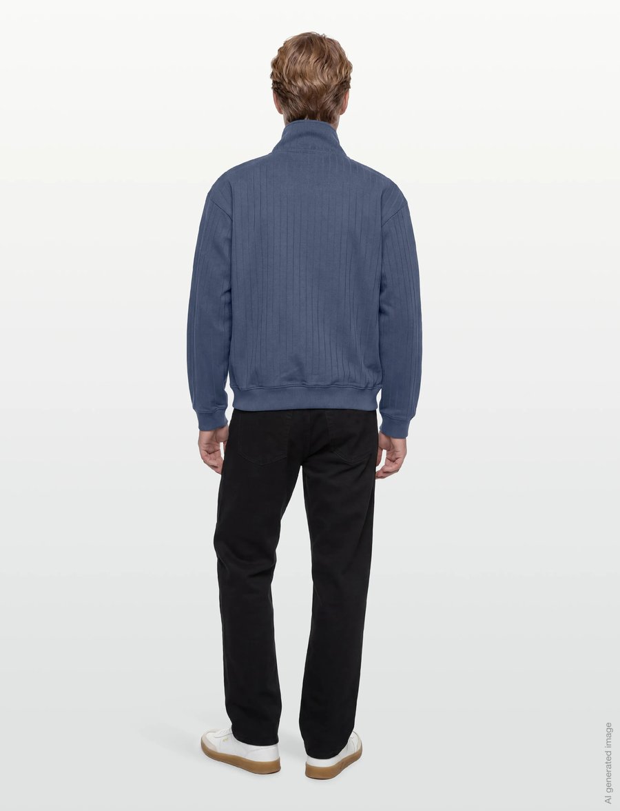 HUGO - Davronto - pullover mit durchgehendem reißverschluss - open blue - 4